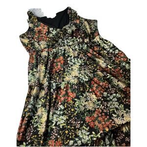 Emma & Michele Dress Size 3X Sleeveless Black Floral Midi Tiered Cottagecore